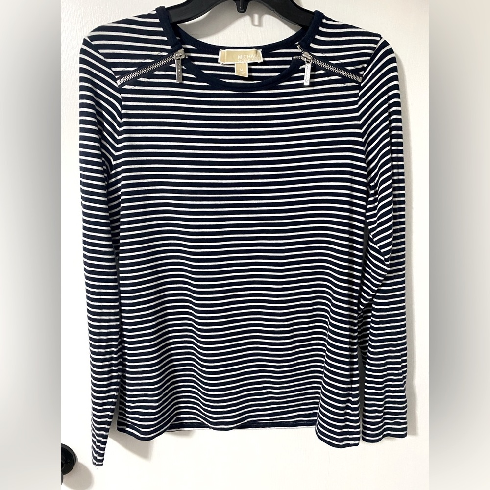 MICHAEL Michael Kors Navy and White Striped Top